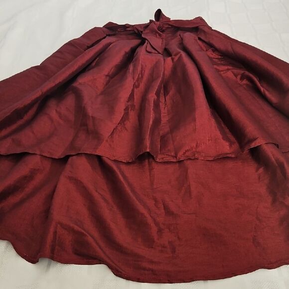 Revamped Burgundy Maxi High Low Skirt with Tie Front - Picture 14 of 16